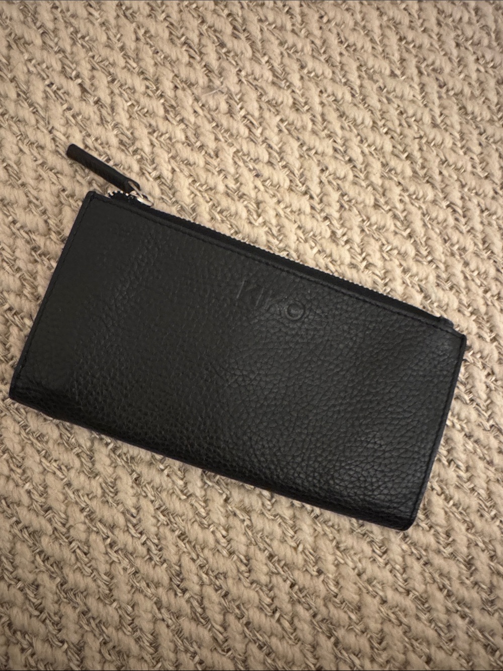 Kiko Black Pebbled Leather Zip Wallet